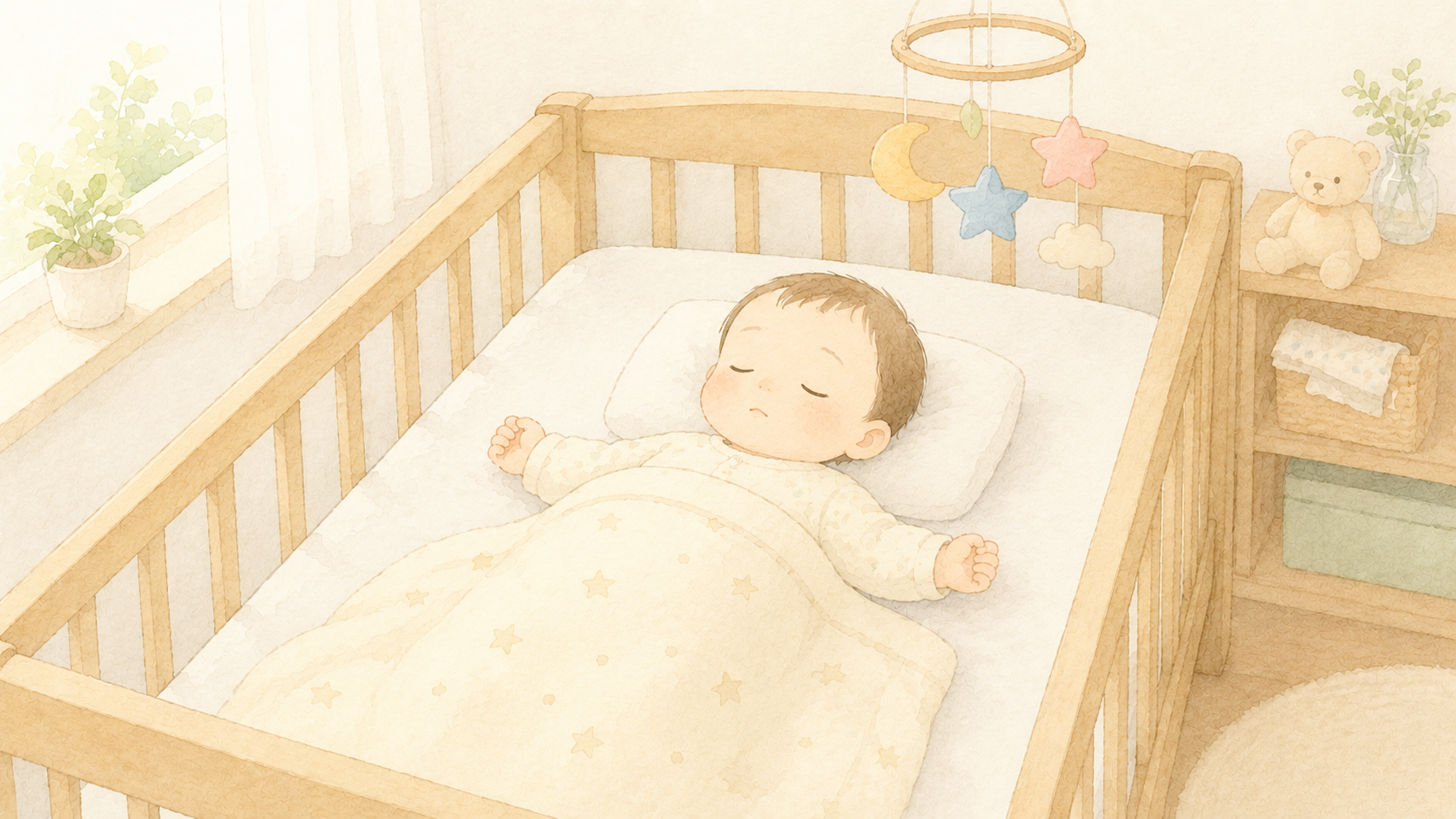 あおむけで眠る赤ちゃんのイラスト